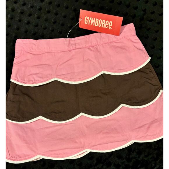 NWT Gymboree Tea For Two Pink & Chocolate Multi Tiered Skirt Skort Size 4 - Picture 8 of 8